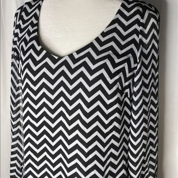 Speechless Chevron Sheer Overlay Dress - Picture 1 of 6
